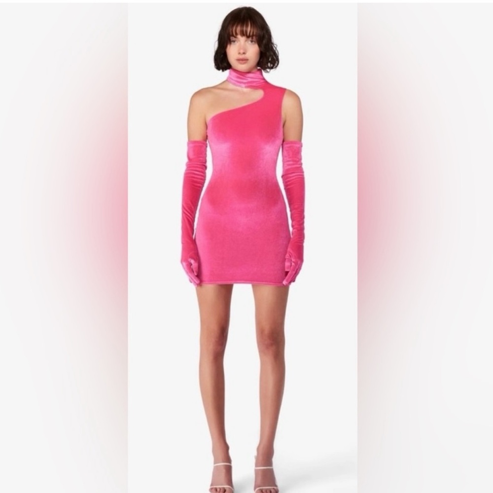 NWOT Miscreants Elegant Pink Asymmetrical Mini Dress size 10
